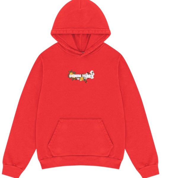 Embroidered Logo Hoodie Red